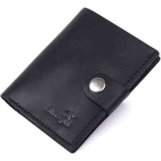 Шкіряний чоловічий гаманець Чорний (SHVIGEL) Київ