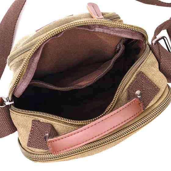 Вместительная вертикальная сумка для мужчин из текстиля Vintage 22238 Оливковый Киев