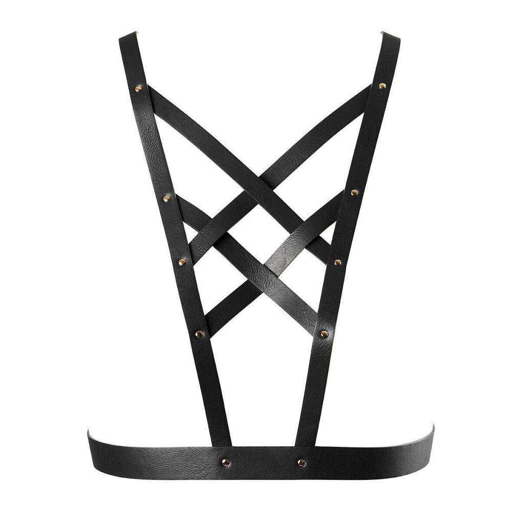 Портупея з екошкіри Bijoux Indiscrets Maze – Cross Cleavage Harness Black Sex Aura Київ - фото 1