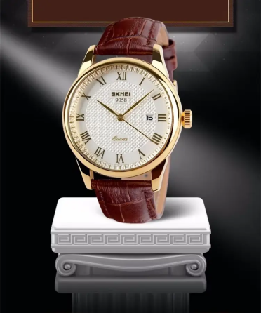 Мужские наручные часы Skmei 9058 Коричневый с белым Киев
