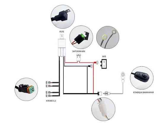 Універсальна проводка StarLight №12 для фар робочого світла 5,6м 120W кнопка ON-OFF (1 режим) + реле 12V Харків