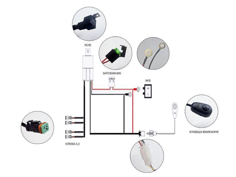 Універсальна проводка StarLight №12 для фар робочого світла 5,6м 120W кнопка ON-OFF (1 режим) + реле 12V Харків - фото 5