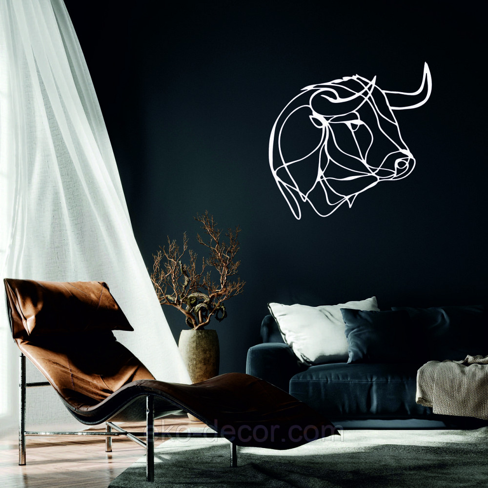 Настенный декор Панно «Бык» Декор на стену 90*90 см, Белый Киев - изображение 1