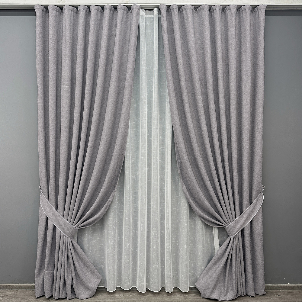 Комплект готових штор VR-Textil Рогожка TERRA LUXE № 1855ш Коричневий 150х290 см 2 шт (33-0852) Київ - фото 2