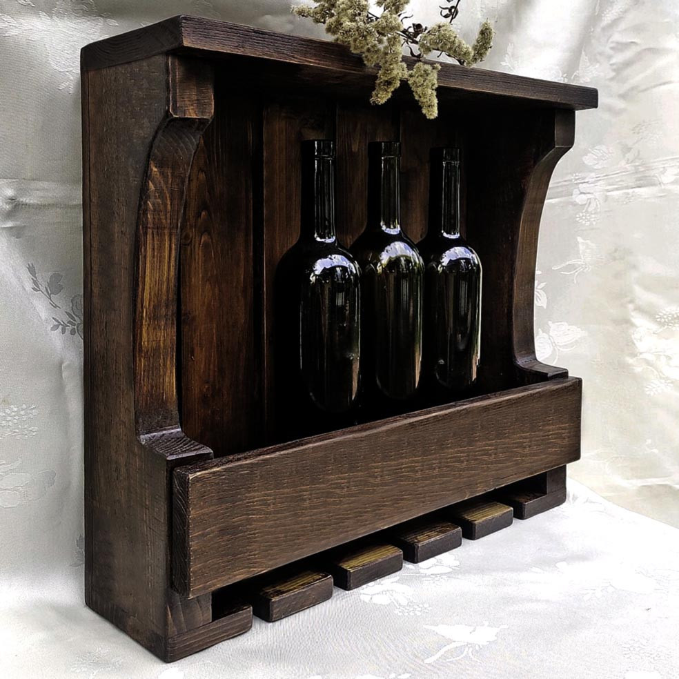 Настінна винна полиця "Кітамі" капучино Миколаїв - фото 1