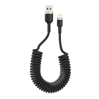 Дата кабель USB 2.0 AM to Lightning 1.0m spiral black ColorWay (CW-CBUL051-BK) Винница