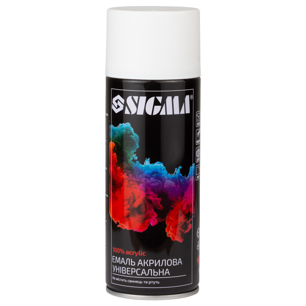 Емаль аерозольна акрилова 400 мл RAL 9010 білий мат SIGMA (2736621) Київ - фото 1
