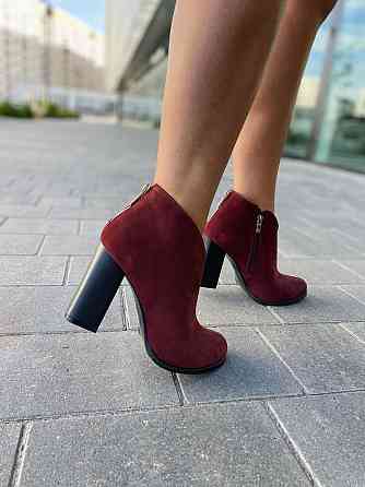 Женские ботинки 95з бордовые натуральная замша высота каблука 9см размер 37р. (1213) Коломия