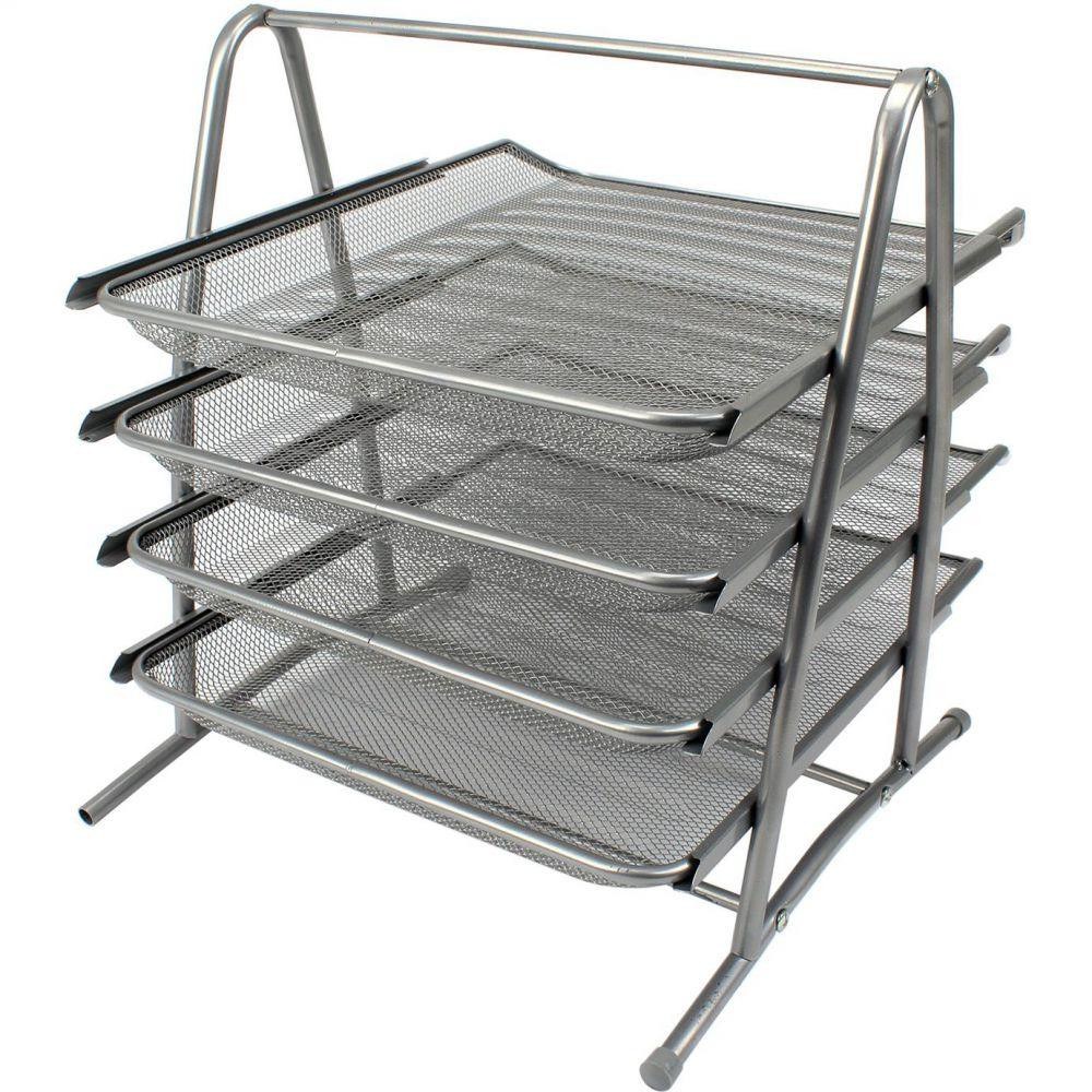 Лоток для документов горизонтальный, металлический, Серебро 4 секции Павлоград - изображение 2