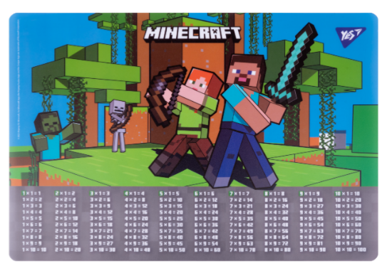 Підкладка настільна А3 "Yes" Minecraft таблиця множення, 492063, шт Київ