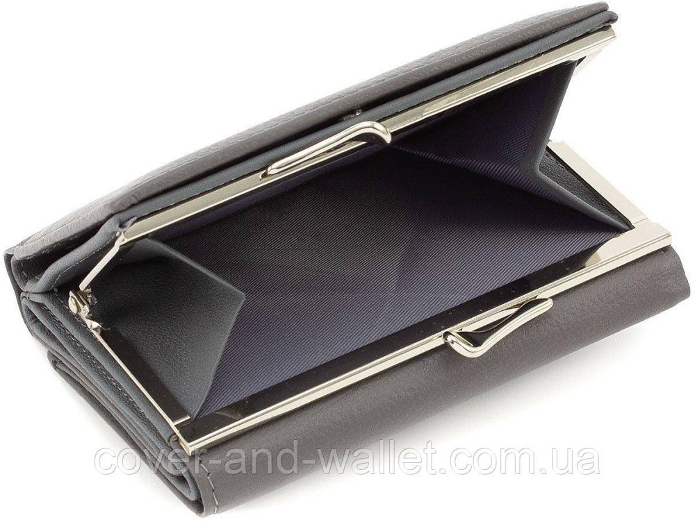 Маленький женский кожаный кошелек серого цвета с монетницей Marco Coverna Киев - изображение 7