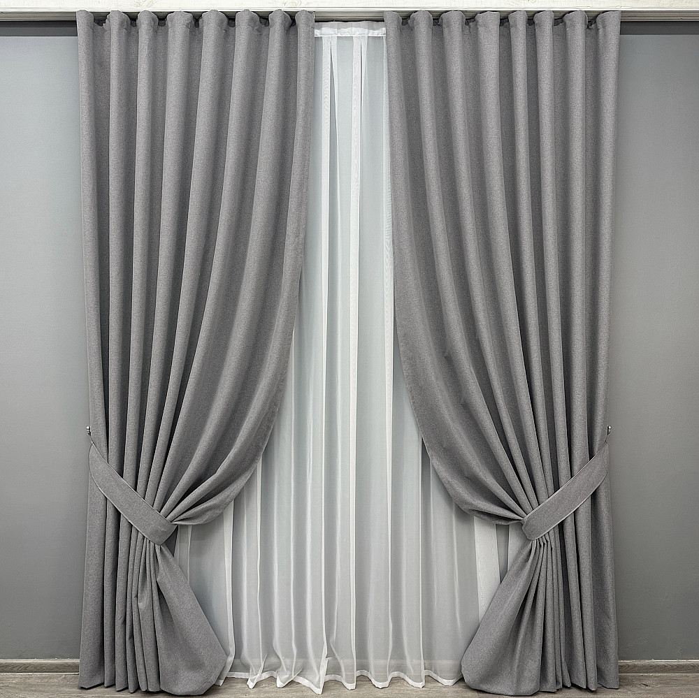 Комплект готовых штор VR-Textil Блэкаут двусторонний ASHEN NIGHT № 1851ш Серый 150х290 см 2 шт (33-0894) Киев - изображение 2