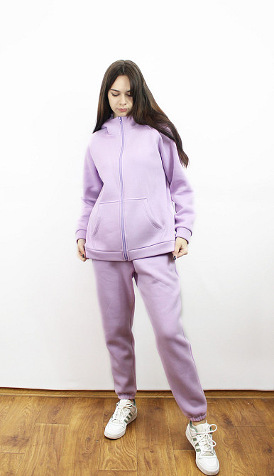 Костюм жіночий теплий спортивний на флісі кофта на блискавці Бузковий 42/44 Харків - фото 2