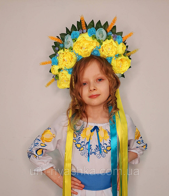 Віночок ободок з квітами "Сценічний з колосками та стрічками" Кривий Ріг - фото 4