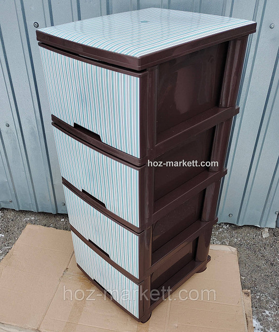 Комод пластиковий коричневий із бірюзовими смужками Харків - фото 3