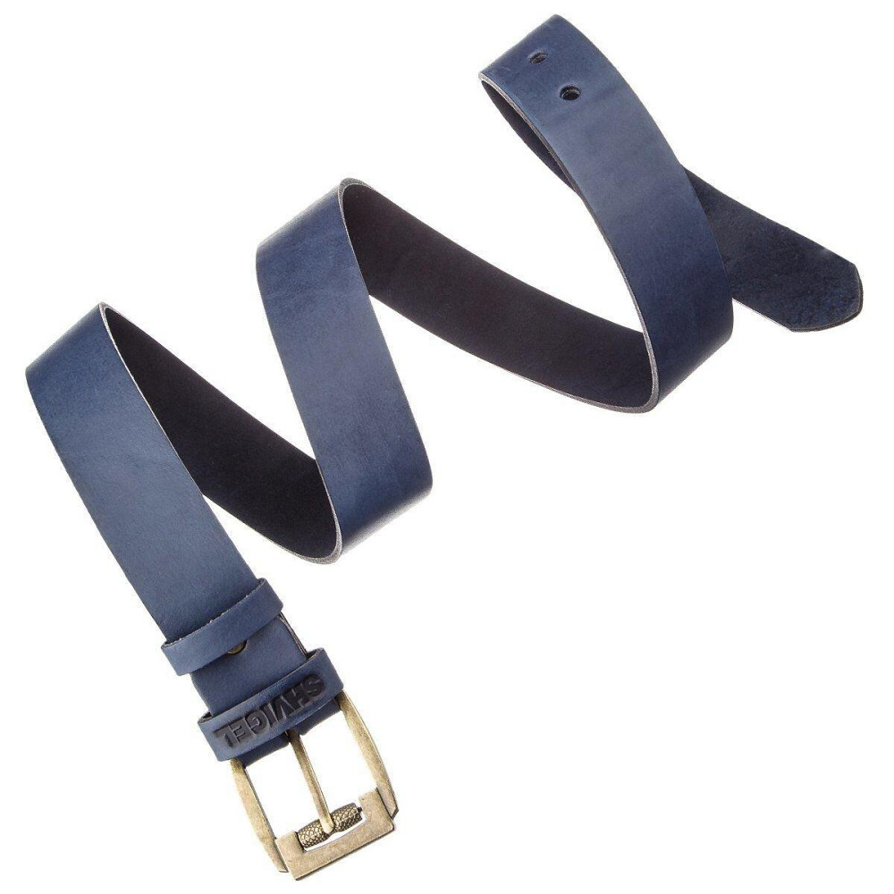 Мужской ремень SHVIGEL 11258 кожаный Синий Киев - изображение 5