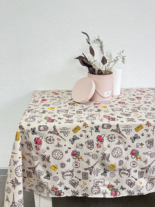 Ecotton Скатертина Ecotton 150х220 см бавовняна з рогожки бежева Мадам Коломия - фото 1