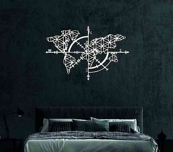 Декоративне настінне 3D Панно «Карта Компас», Декор на стіну з об'ємом Київ