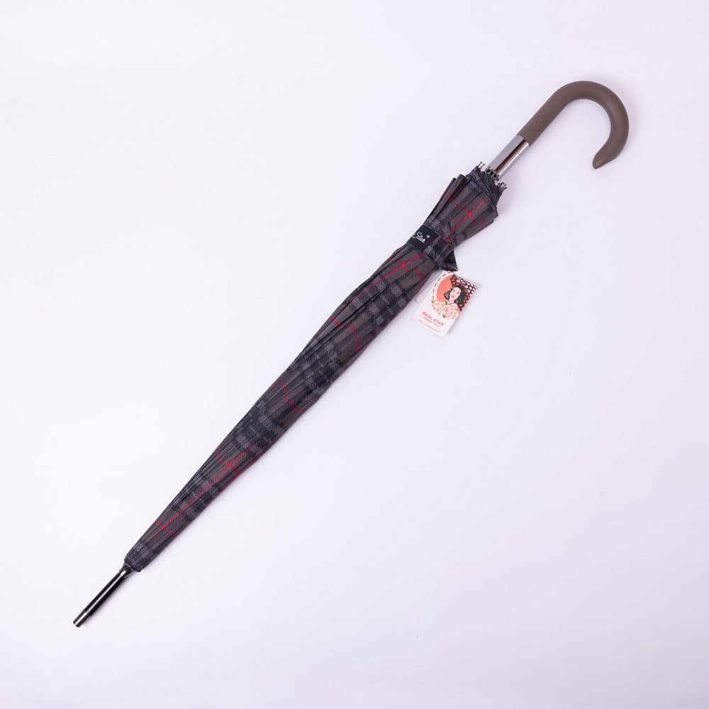 Класична парасолька-тростина напівавтомат з поліестеру 16 спиць діаметр 117 см Сірий HP-23-4G Коломыя - изображение 3