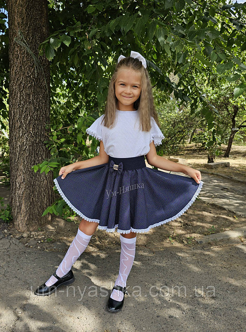 Комплект шкільної форми блузка короткий рукав і спідничка в горошок 122-134 Кривий Ріг - фото 2