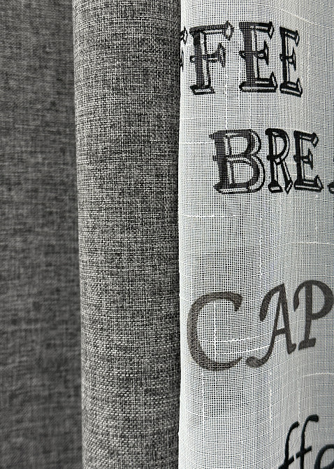 Комплект штор VR-Textil Льон Мішковина 200х270 2шт і Тюль 500х270 108-1791т Сірий з білим 71-061/6 Київ - фото 5