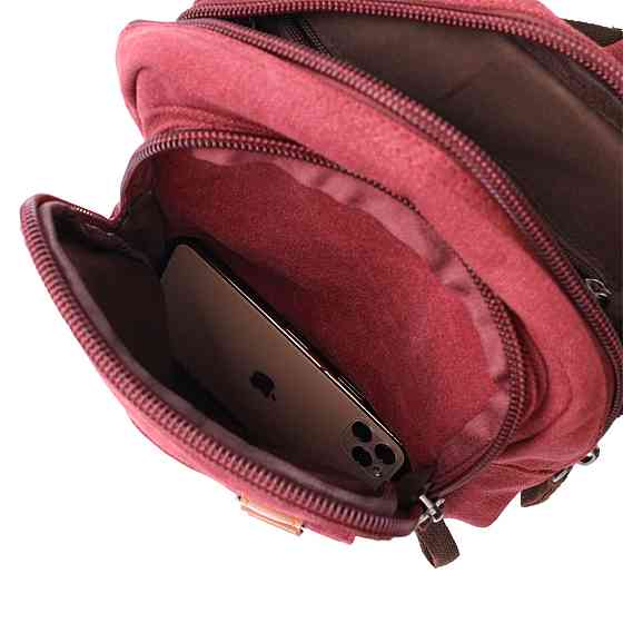 Надежная сумка-рюкзак с двумя отделениями из плотного текстиля Бордовый (Vintage) Киев