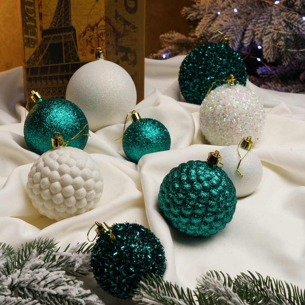 Набор новогодних игрушек на елку «Блеск» 40 шт Изумрудный елочные игрушки шарики украшения для елки Киев - изображение 3