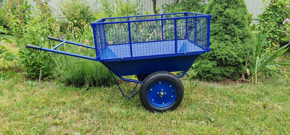 Тачка строительная с бортом Garden joys 390 Синий Тачка строительная 2 колеса Тачка ручная двухколесная Белая Церковь - изображение 2