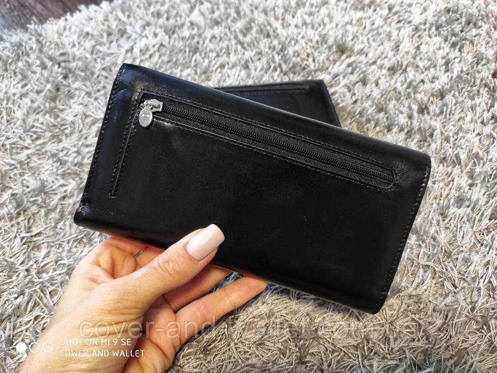 Черный женский кошелек из натуральной гладкой кожи на много карт Koffer Киев - изображение 9