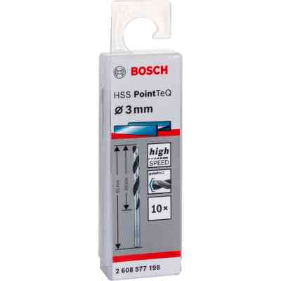 Свердло Bosch по металу HSS-PointTeQ, 3х33х61мм, 10шт (2.608.577.198) Вінниця