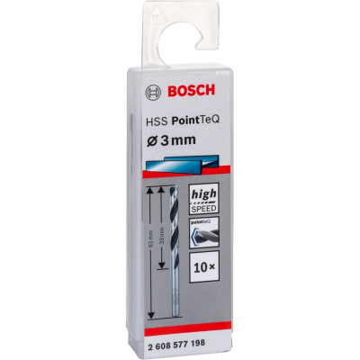 Свердло Bosch по металу HSS-PointTeQ, 3х33х61мм, 10шт (2.608.577.198) Вінниця - фото 2