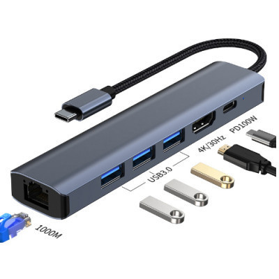 Концентратор Dynamode 7-in-1 USB-C to HDTV 4K/30Hz, 2хUSB3.0, RJ45, USB-C PD 100W, SD/MicroSD (BYL-2303) Вінниця - фото 9
