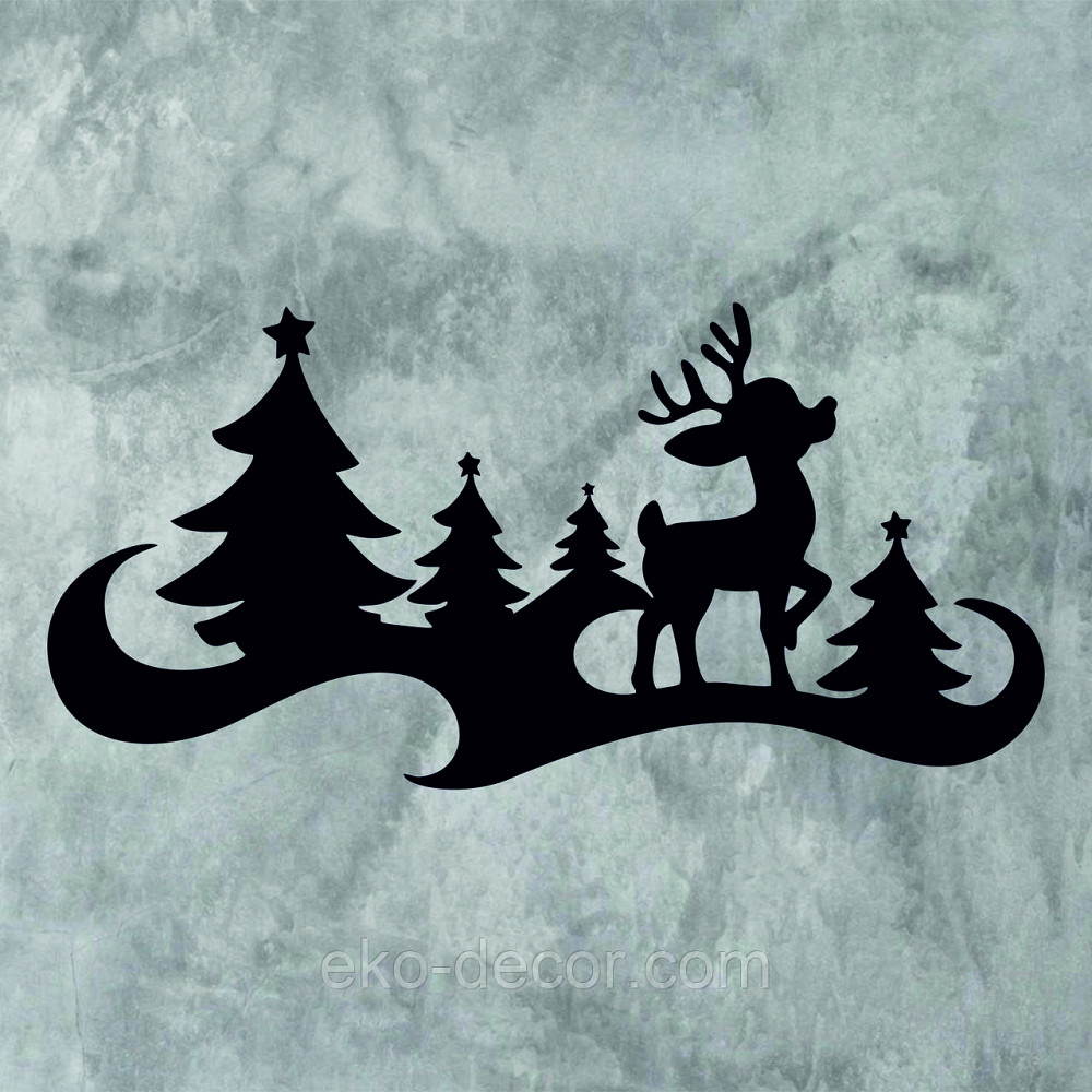 Декоративное настенное Панно «Олень», Декор на стену 90*43 см, Черный Киев - изображение 6