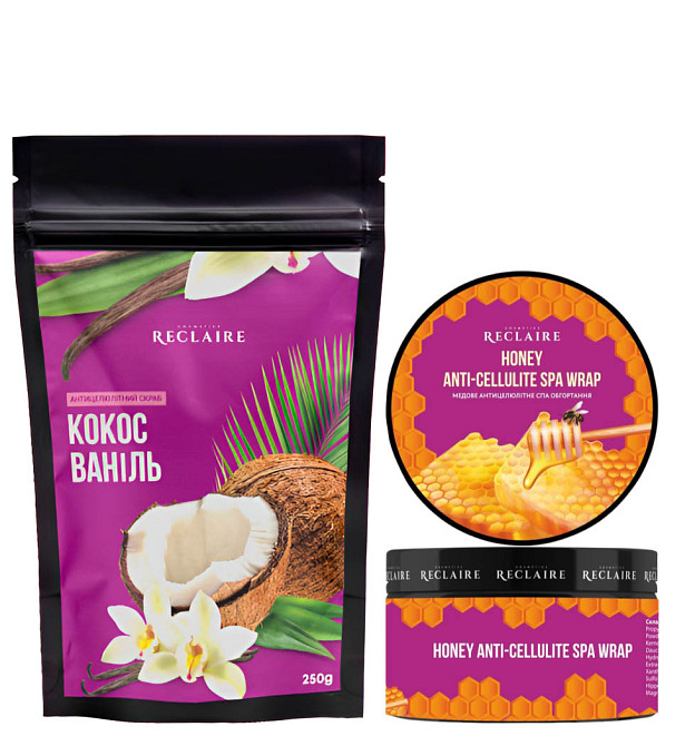 Двойной медовый антицеллюлитный набор для тела: Скраб+обертывание Reclaire cosmetics Киев - изображение 1