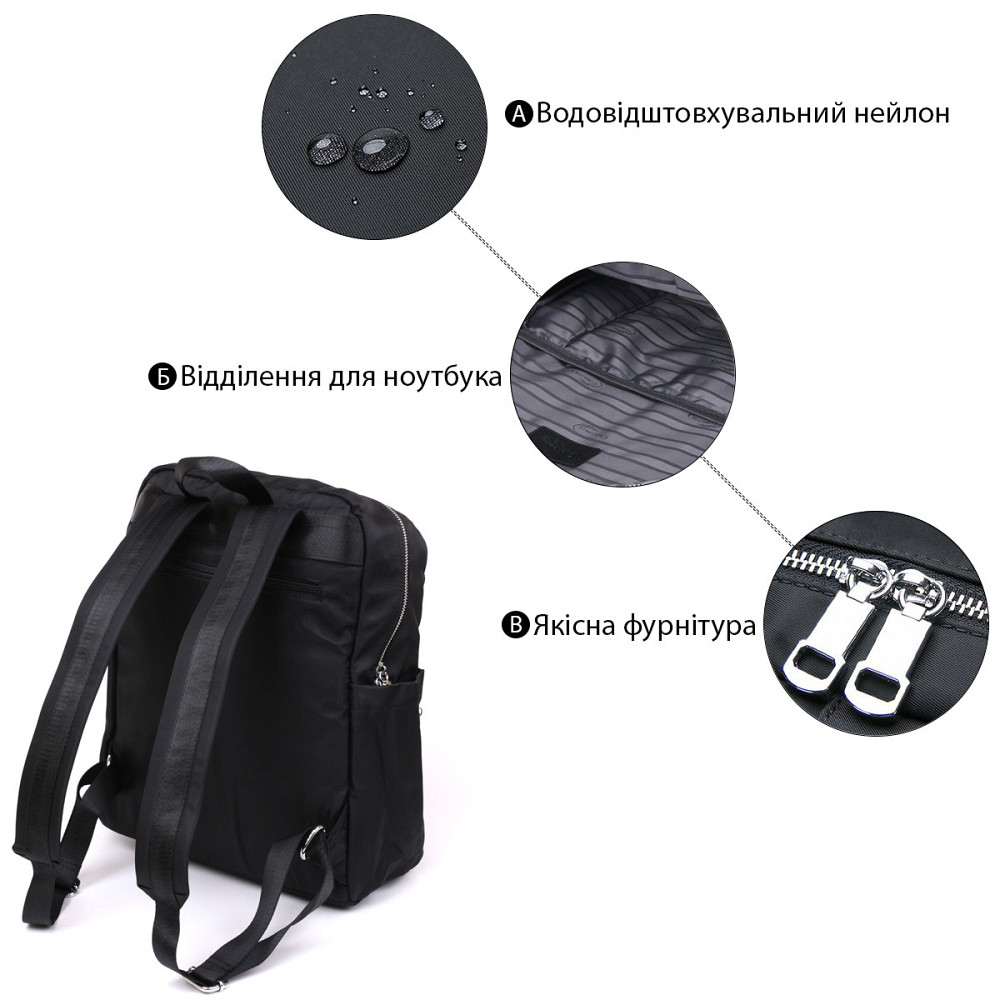Рюкзак нейлоновий Vintage 14808 Чорний Київ - фото 5
