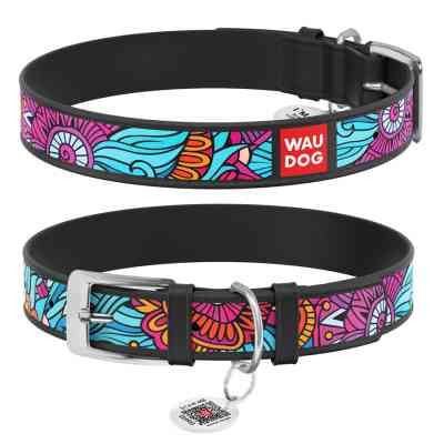 Нашийник для тварин WAUDOG Design з QR паспортом "Літо" Ш 12 мм Д 18-24 см чорний (37471) Вінниця
