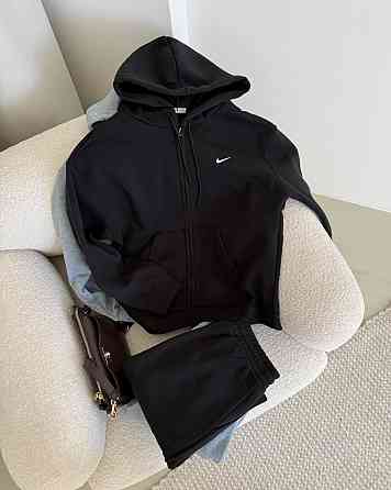 Жіночий повсякденний теплий костюм із тринитки на флісі Чорний, 48/50 Одеса