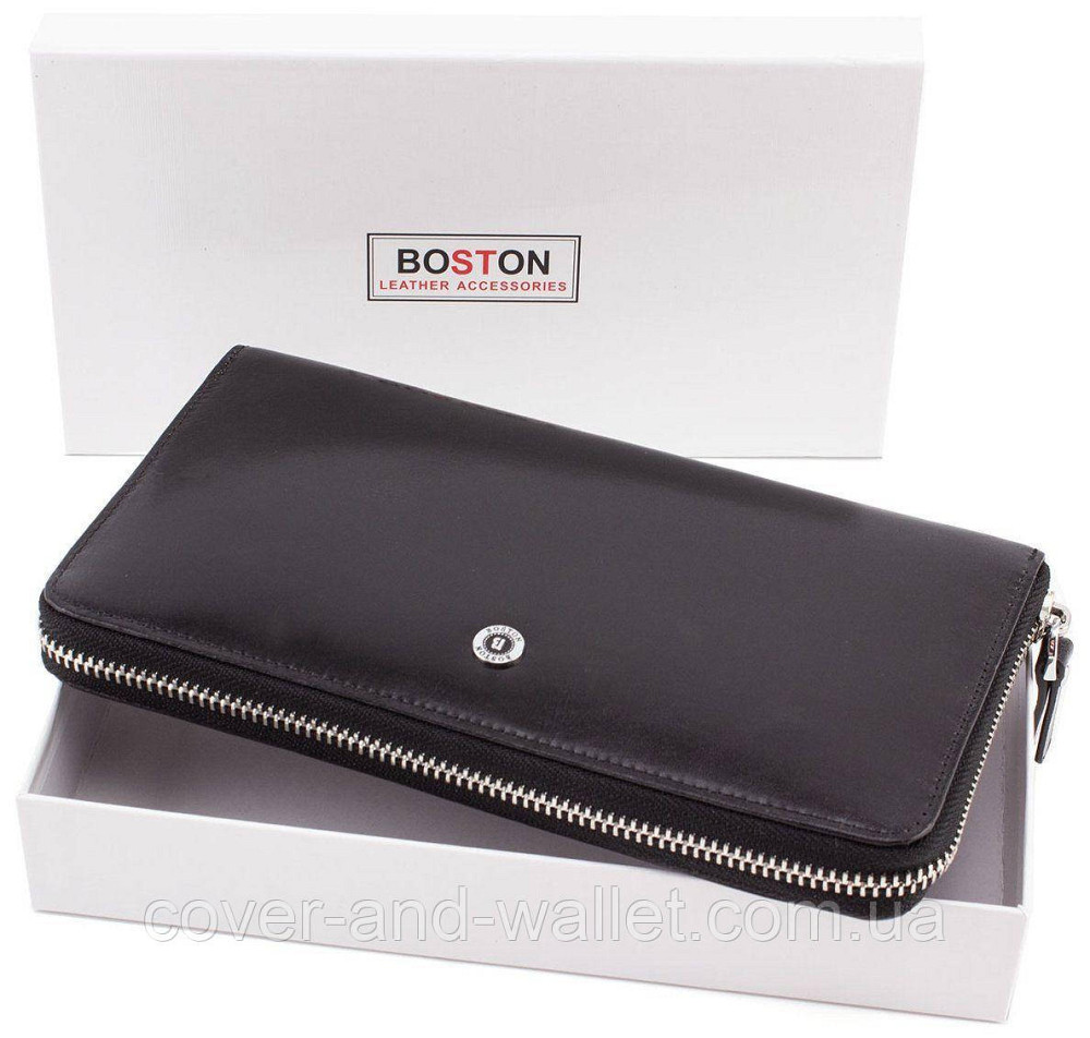 Солидный мужской кожаный кошелек-клатч на молнии BOSTON черный Киев - изображение 9