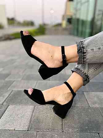 Nivelle Босоніжки жіночі чорні замшеві NIVELLE 1468/6015-6033 на підборах / Літнє взуття з нату Коломыя