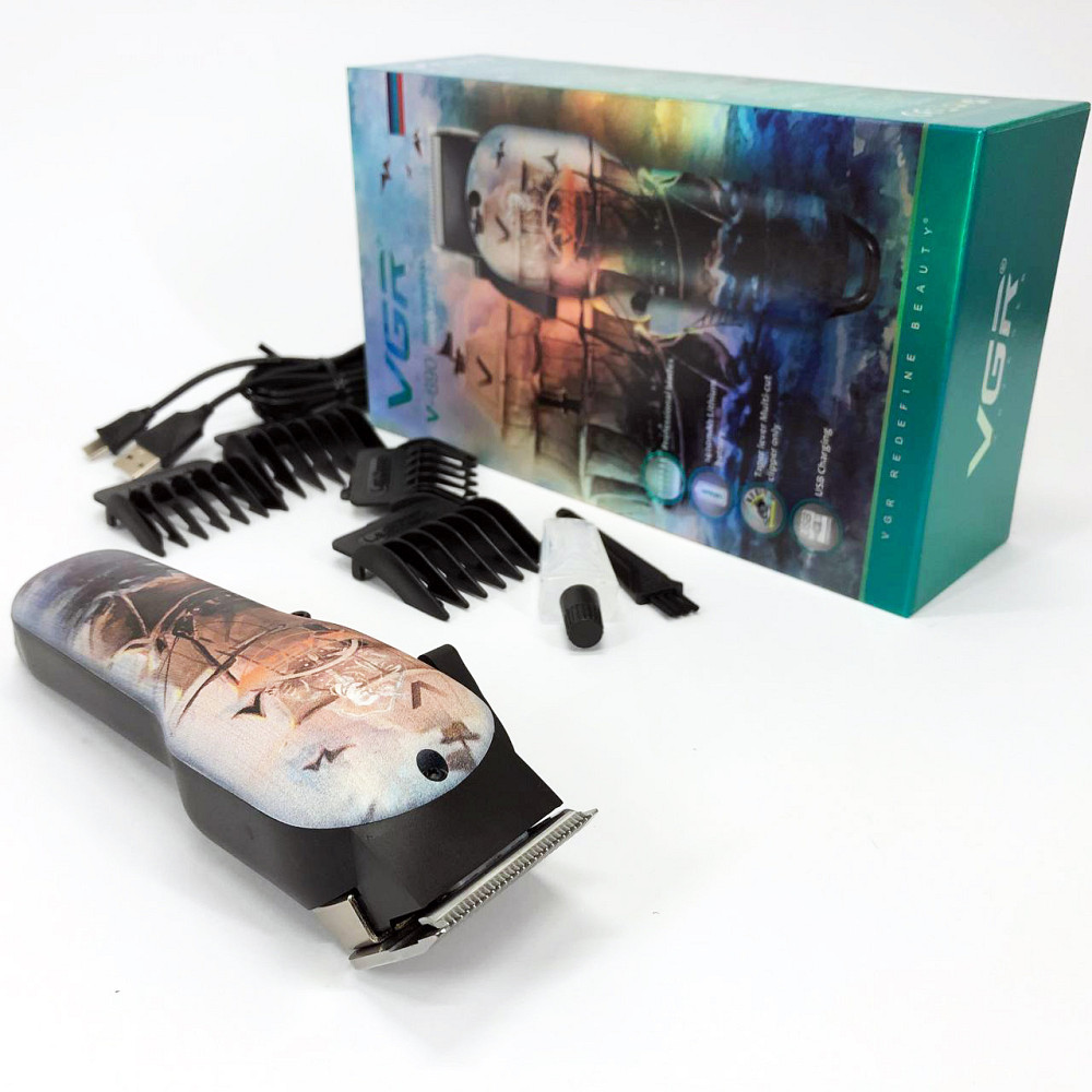 Домашня машинка акумуляторна для стрижки волосся VGR, Тример з регульованою довжиною IY-46 Львів - фото 19