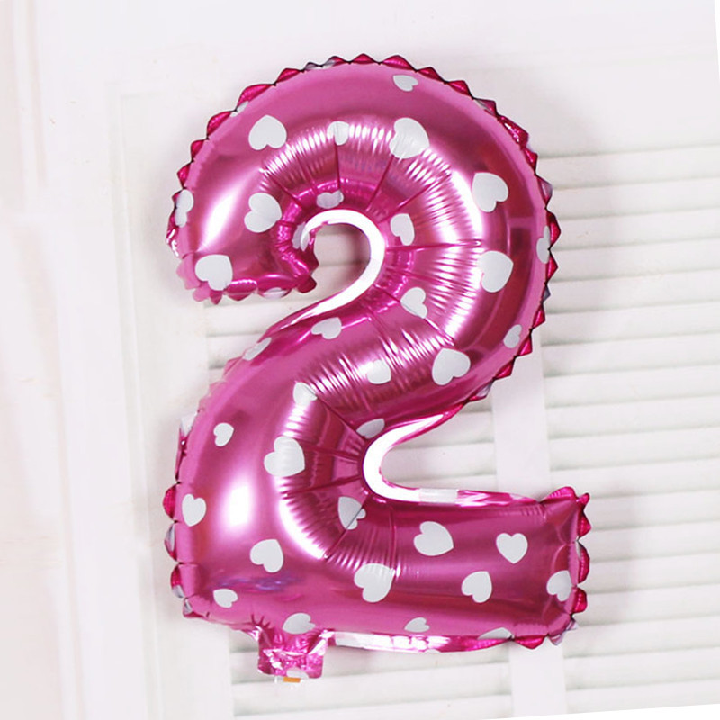 Шарик цифра 2 фольгированная с сердечками 32 дюйма розовый Киев - изображение 3