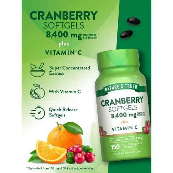Cranberry Softgels Plus Vitamin C, 150 Quick Release Softgels Луцк