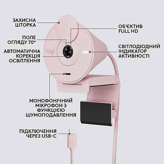Веб-камера Logitech Brio 300 Rose (960-001448) Рожевий Харьков