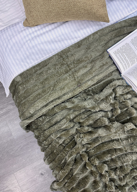 Плед-покривало смужка VIP Шарпей 200х230 см (+-10см) Болотний (87-143) Київ - фото 2