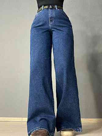 Джинси жіночі Derun 8199 палаццо широкі з ременем сині, синій, 26, 26, 67 см, 99 см Київ
