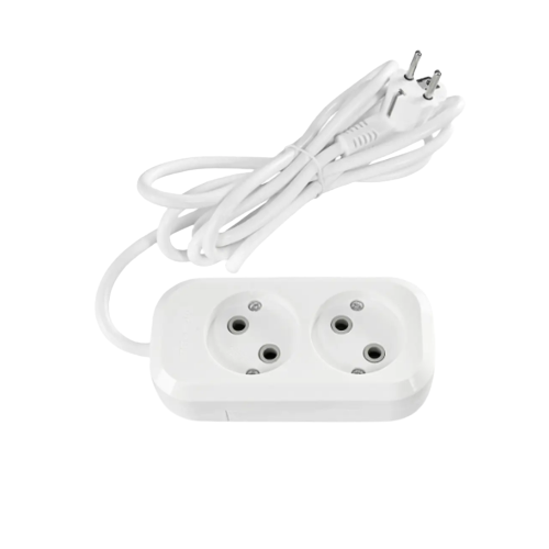 Подовжувач без заземлення 2 розетки 3м d1мм білий Standard Titanum Житомир - изображение 1