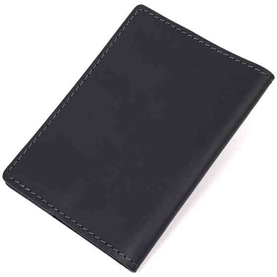 Матовая обложка на паспорт в винтажной коже Украина GRANDE PELLE 16725 Черная Киев