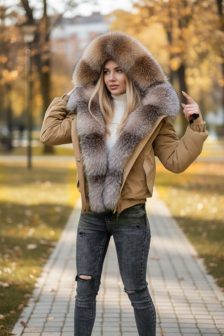 Бомбер женский с мехом блюфрост Золото 44 Харьков - изображение 1