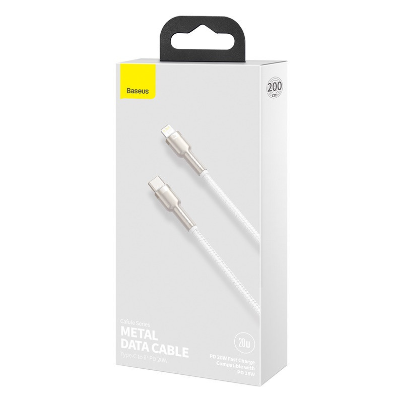 Кабель Baseus Cafule Series Metal Data Cable Type-C to iP PD 20W 2m White Одеса - фото 2