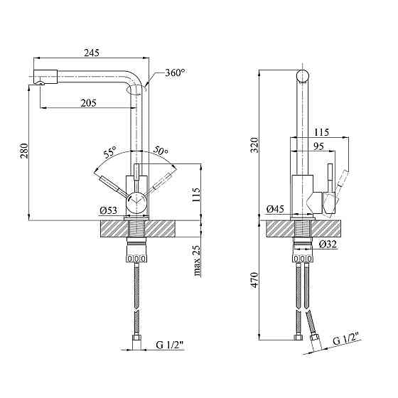 Змішувач для кухні Kroner KRP Edelstahl Klassisch - ESG034 сатин Київ